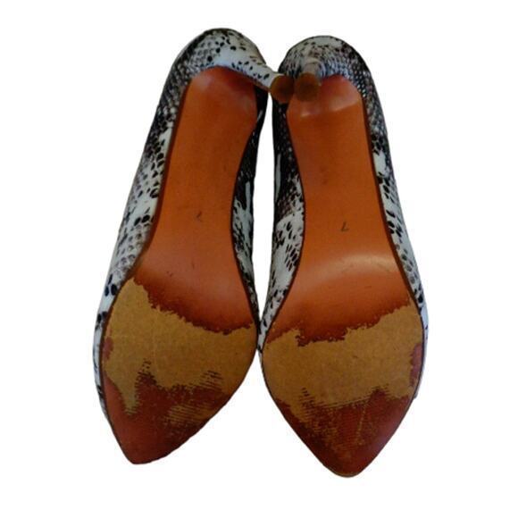 IDIFU Classic Pointed Toe High Heels 4" Snakeskin Print Shoes White Women Size 7 - Picture 9 of 10